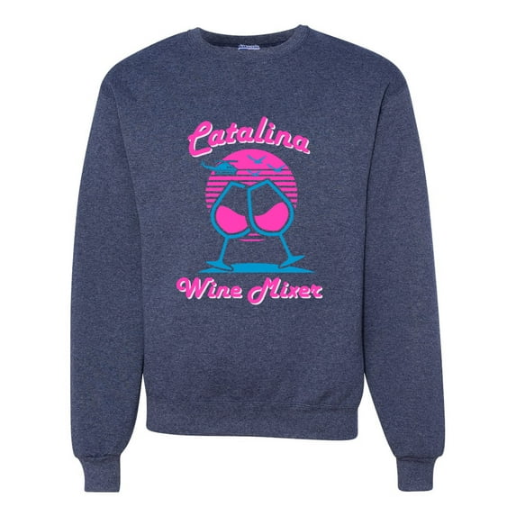 Catalina Wine Mixer Island Prestige Movie| Mens Pop Culture Crewneck Graphic Sweatshirt, Vintage Heather Navy, X-Large