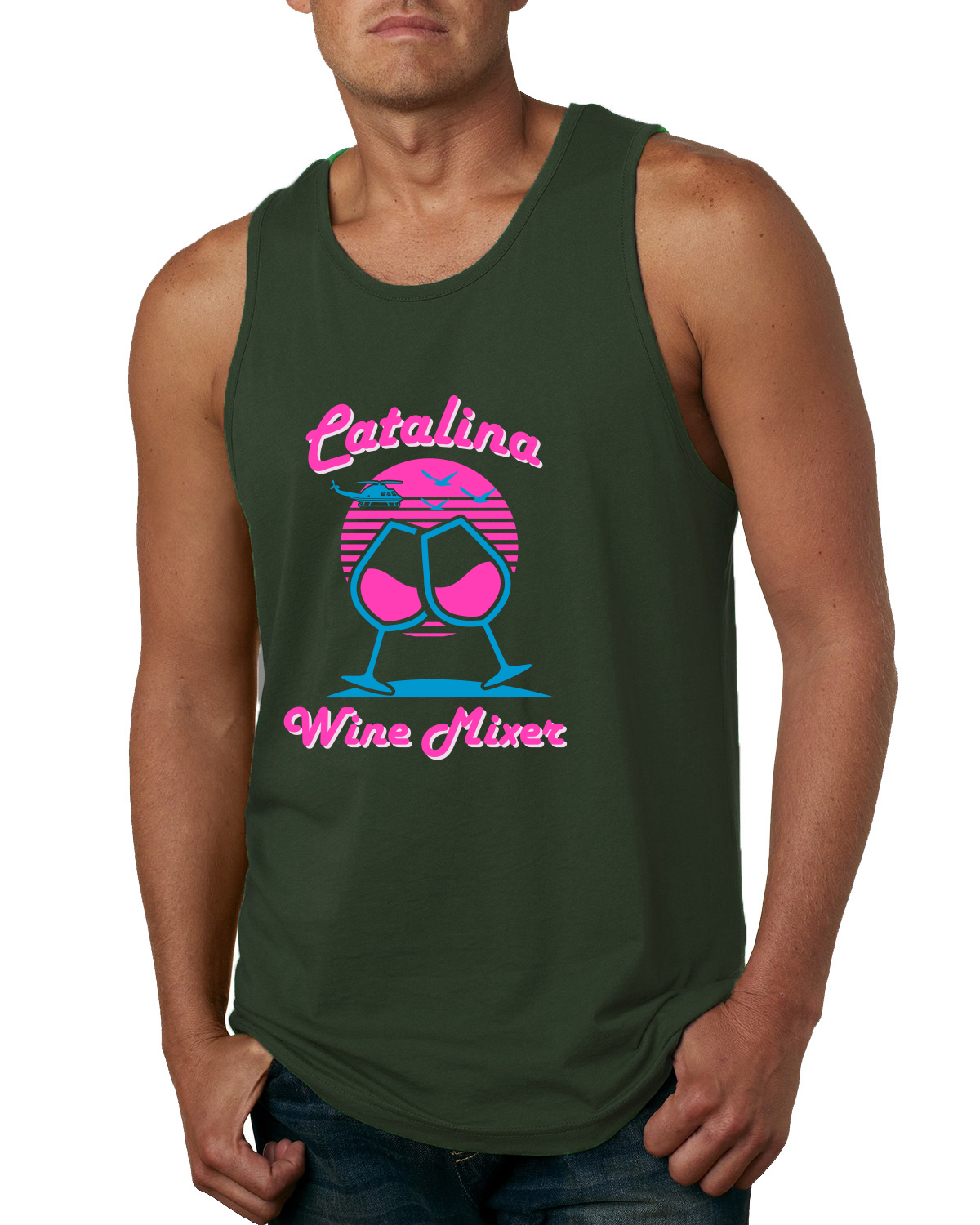 Catalina Wine Mixer Island Prestige Movie| Mens Pop Culture Graphic Tank Top, Forest Green, Large - image 1 of 4