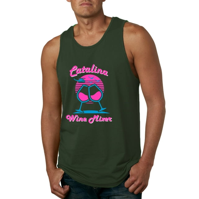 Catalina Wine Mixer Island Prestige Movie| Mens Pop Culture Graphic Tank Top, Forest Green, Large