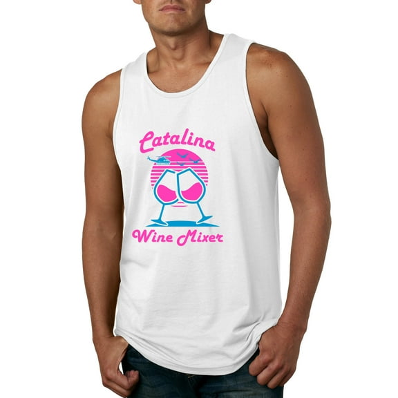 Catalina Wine Mixer Island Prestige Movie| Mens Pop Culture Graphic Tank Top, White, Medium