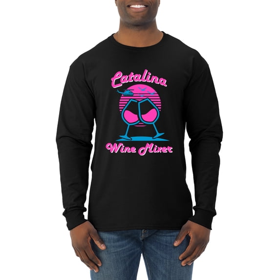 Catalina Wine Mixer Island Prestige Movie| Mens Pop Culture Long Sleeve T-Shirt, Black, Medium