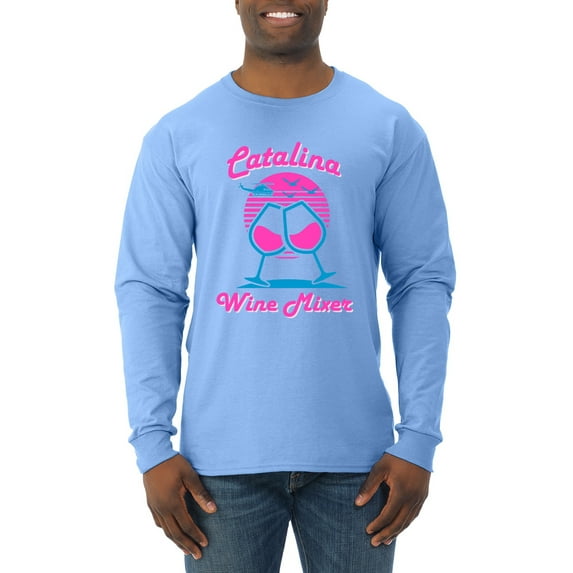 Catalina Wine Mixer Island Prestige Movie| Mens Pop Culture Long Sleeve T-Shirt, Light Blue, Small