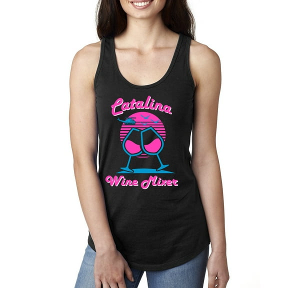 Catalina Wine Mixer Island Prestige Movie| Womens Pop Culture Jersey Racerback Tank Top, Black, Small