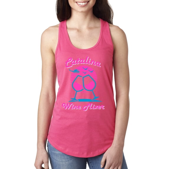 Catalina Wine Mixer Island Prestige Movie| Womens Pop Culture Jersey Racerback Tank Top, Hot Pink, Medium