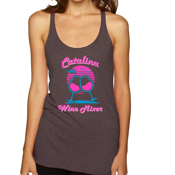 Catalina Wine Mixer Island Prestige Movie| Womens Pop Culture Premium Tri-Blend Racerback Tank Top, Brown, Medium