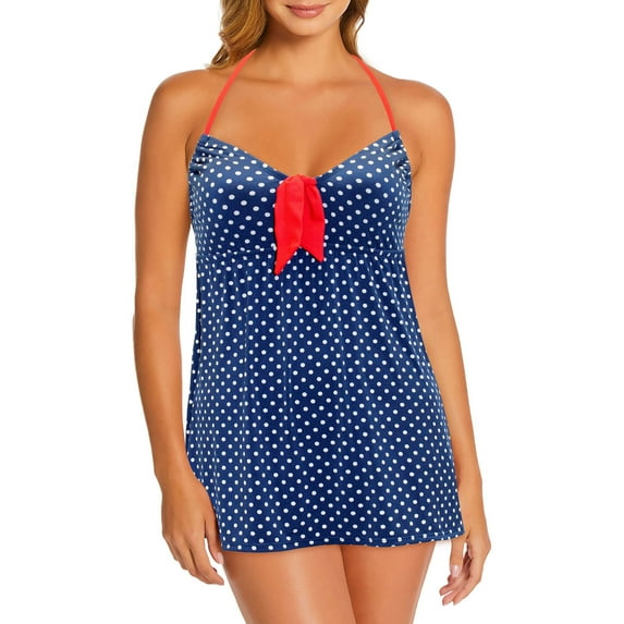 Catalina Women's nautical swimdress with bow front