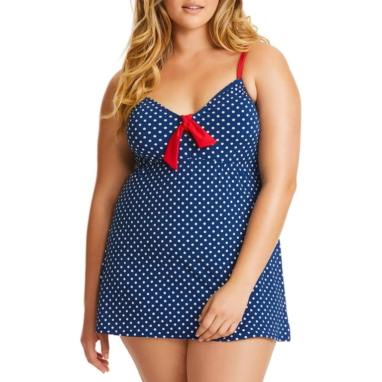 Catalina Women s plus size nautical swimdress with bow front