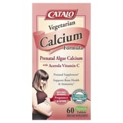 CATALO Vegetarian Calcium Formula, Prenatal Algae Calcium with Acerola Vitamin C, 60 Vegetarian Tablets