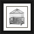 thumbnail image 1 of Catalog Illustration 12x12 Black Ornate Wood Framed with Double Matting Museum Art Print Titled - Etchings: Birdcage - Peaked top, patterned base., 1 of 4
