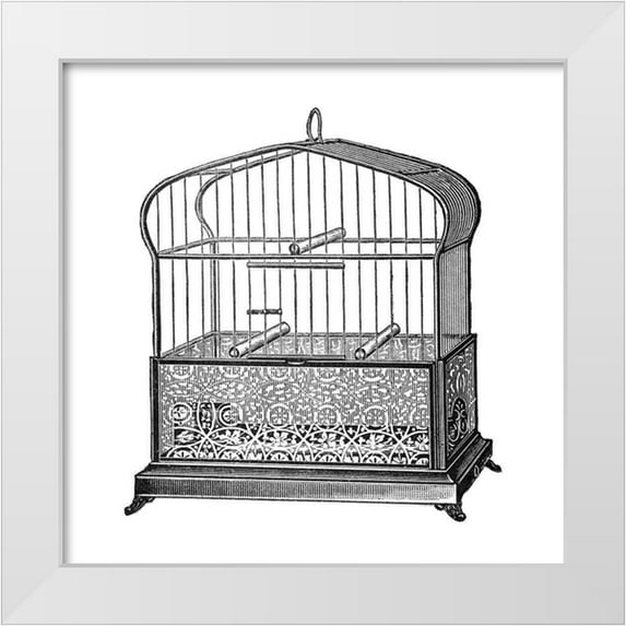 Catalog Illustration 15x15 White Modern Wood Framed Museum Art Print Titled - Etchings: Birdcage - Onion-peak top, filigree pattern base