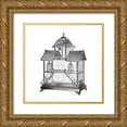 thumbnail image 1 of Catalog Illustration 20x20 Gold Ornate Wood Framed with Double Matting Museum Art Print Titled - Etchings: Birdcage - Victorian house with steps., 1 of 4