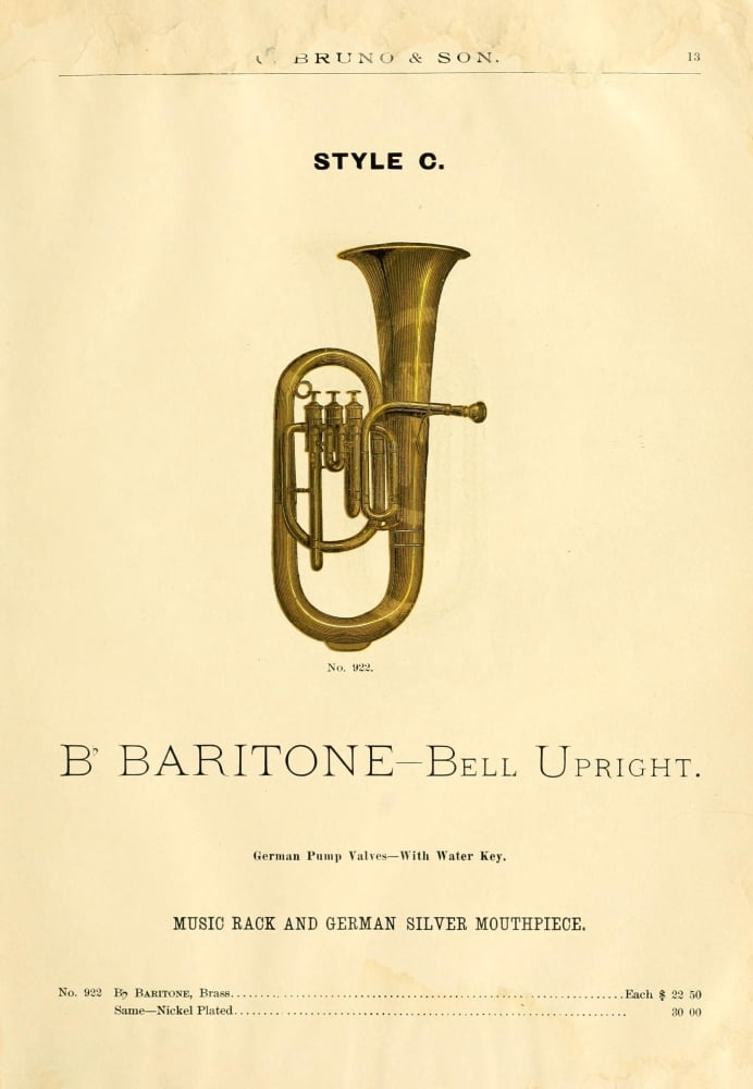 Catalogue C Bruno & Son c1890 B-flat Baritone cornet Canvas Art - Unknown (18 x 24)
