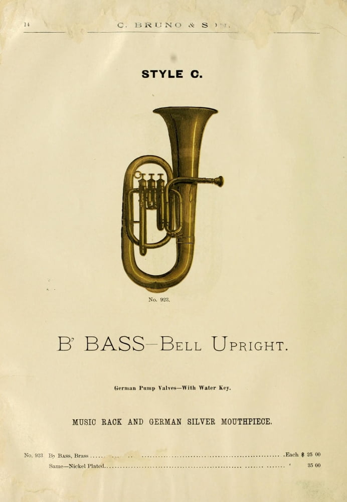 Catalogue C Bruno & Son c1890 B-flat Bass cornet Canvas Art - Unknown (18 x 24)