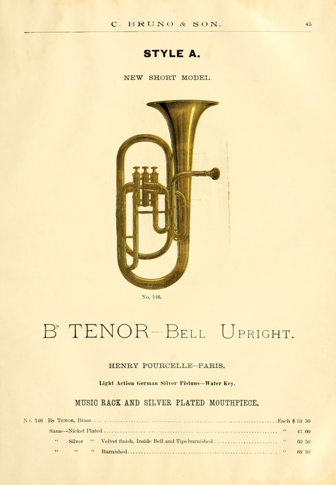 Catalogue C Bruno & Son c1890 B-flat Tenor Canvas Art - Unknown (24 x 36)