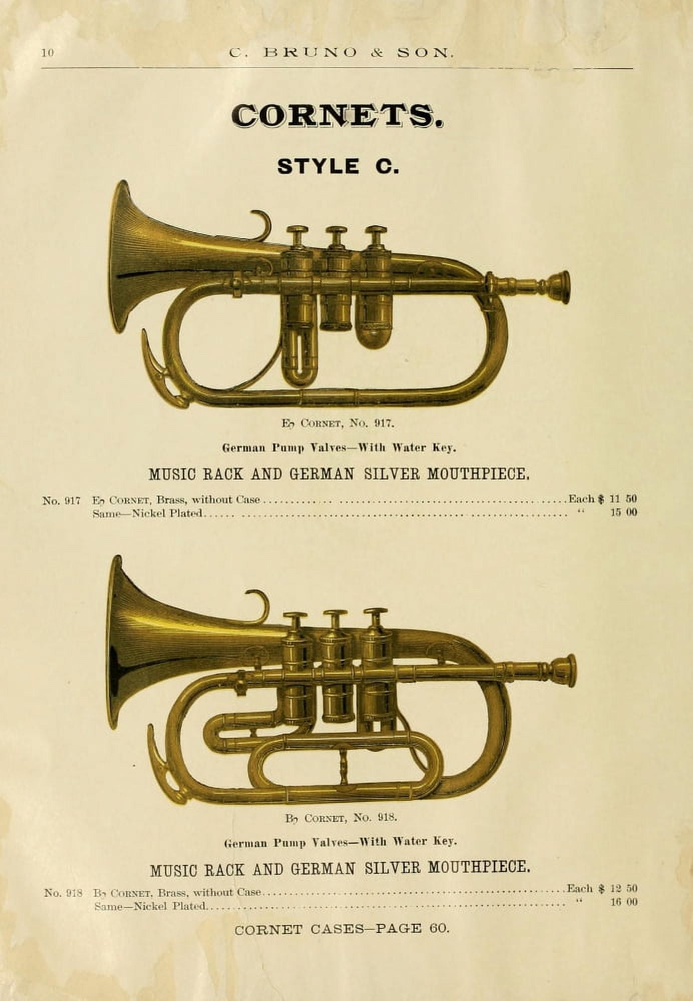 Catalogue C Bruno & Son c1890 Cornets 1 Canvas Art - Unknown (24 x 36)