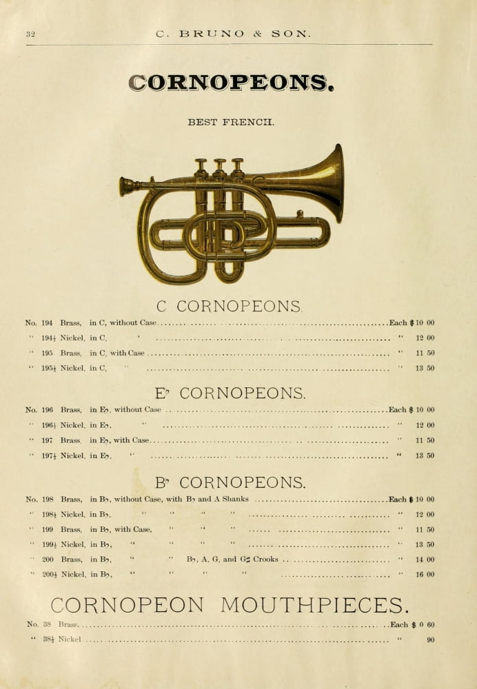Catalogue C Bruno & Son c1890 Cornopeons Canvas Art - Unknown (24 x 36)