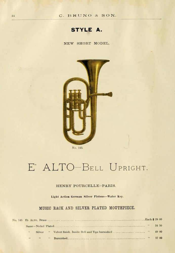 Catalogue C Bruno & Son c1890 E-flat Alto Canvas Art - Unknown (24 x 36)