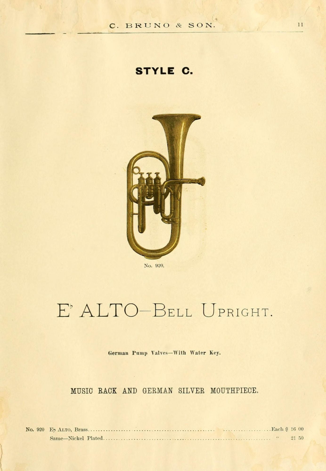 Catalogue C Bruno & Son c1890 E-flat Alto cornet Canvas Art - Unknown (18 x 24)