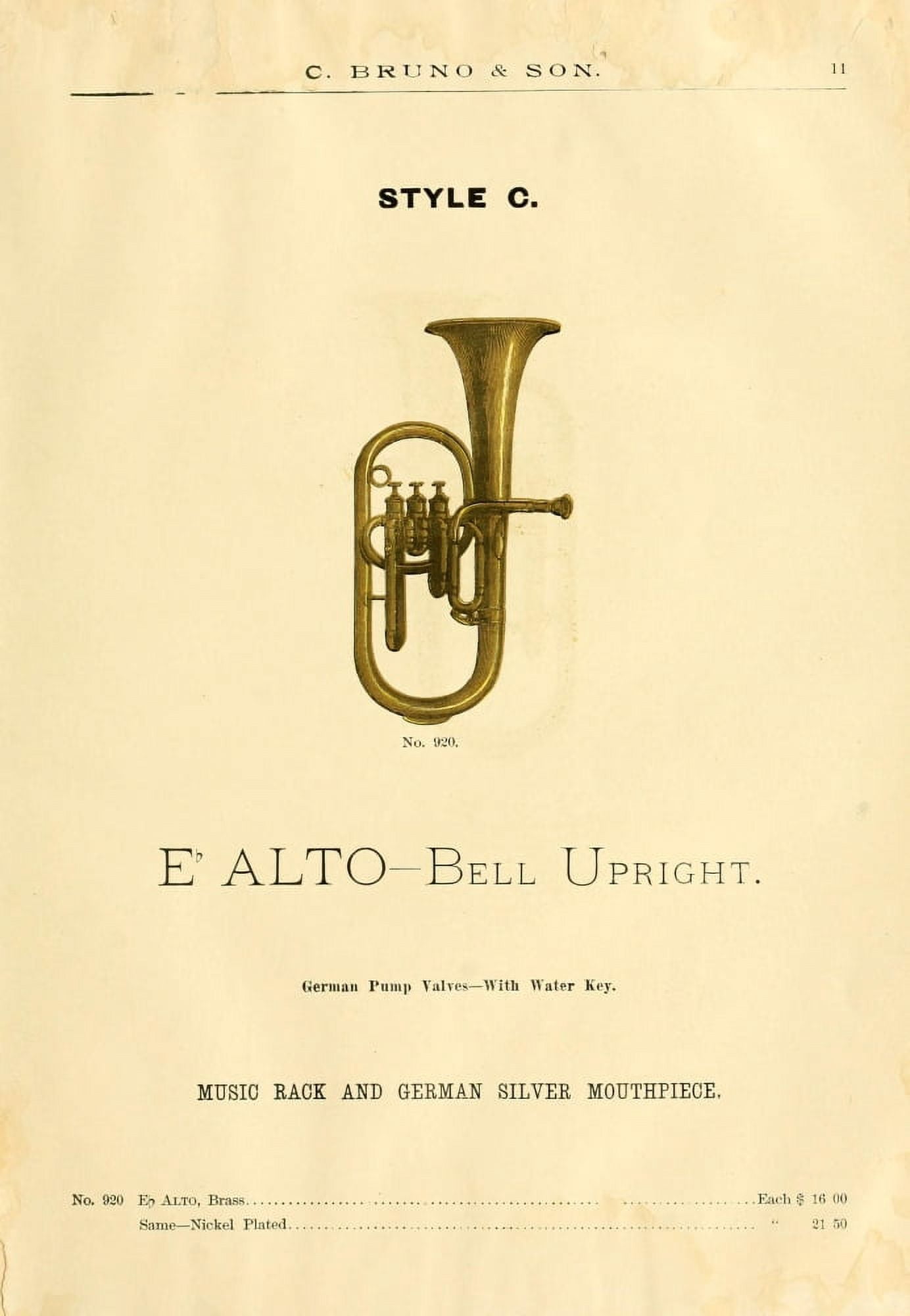 Catalogue C Bruno & Son c1890 E-flat Alto cornet Canvas Art - Unknown (24 x 36)
