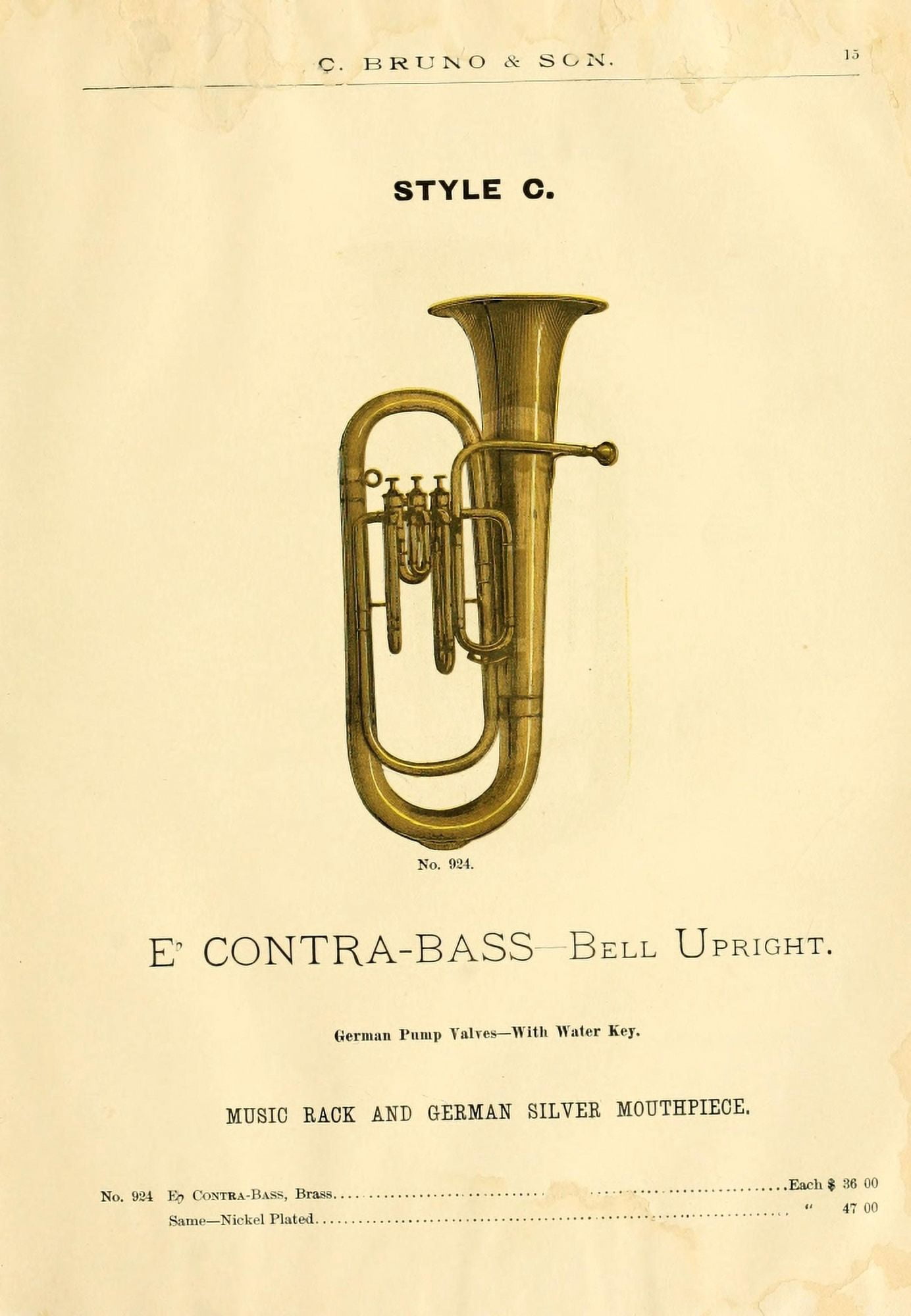 Catalogue C Bruno & Son c1890 E-flat Conta-bass Cornet Canvas Art - Unknown (18 x 24)