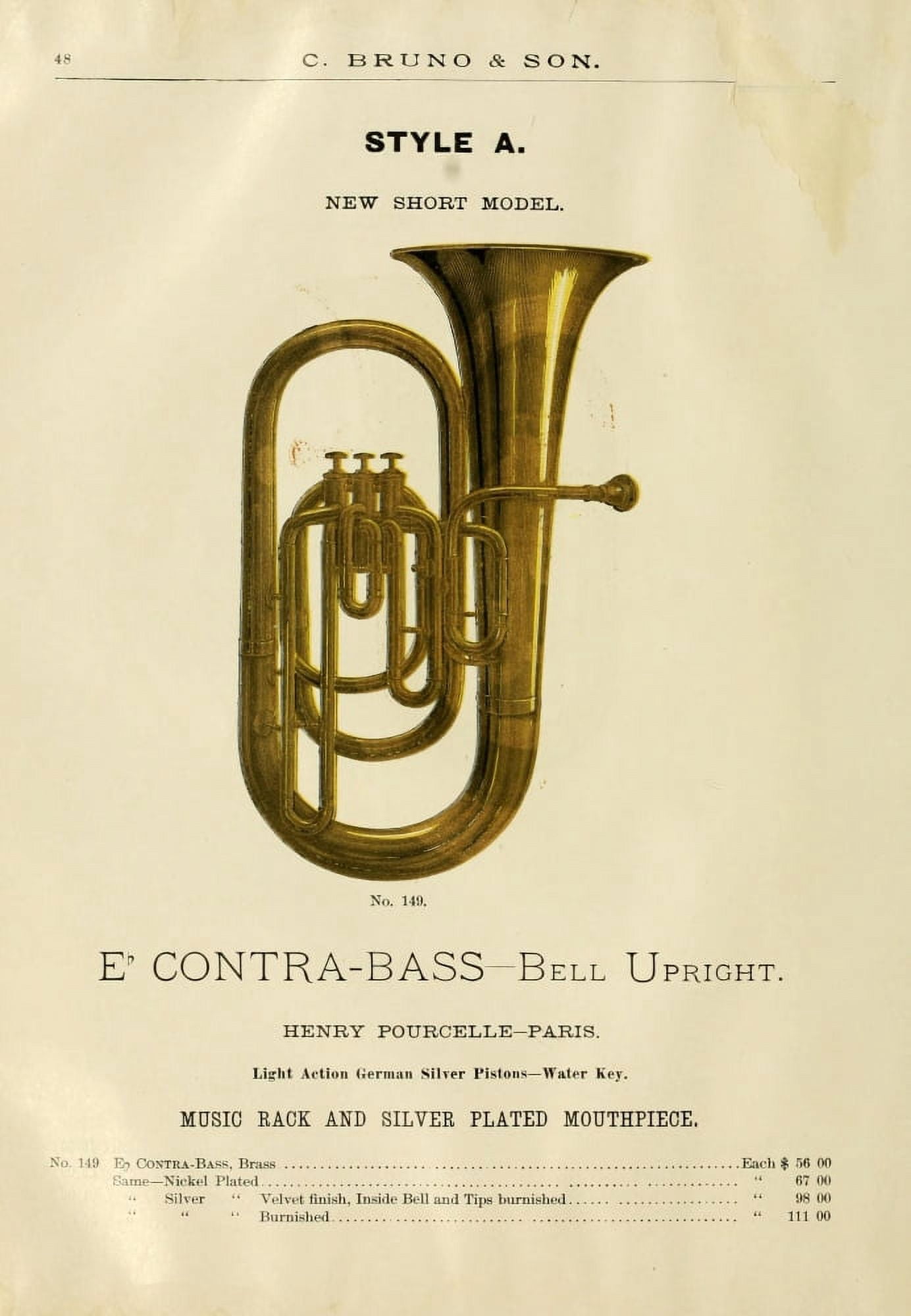Catalogue C Bruno & Son c1890 E-flat Contra Bass 2 Canvas Art - Unknown (24 x 36)