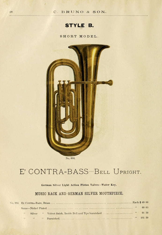 Catalogue C Bruno & Son c1890 E-flat Contra Bass Canvas Art - Unknown (18 x 24)