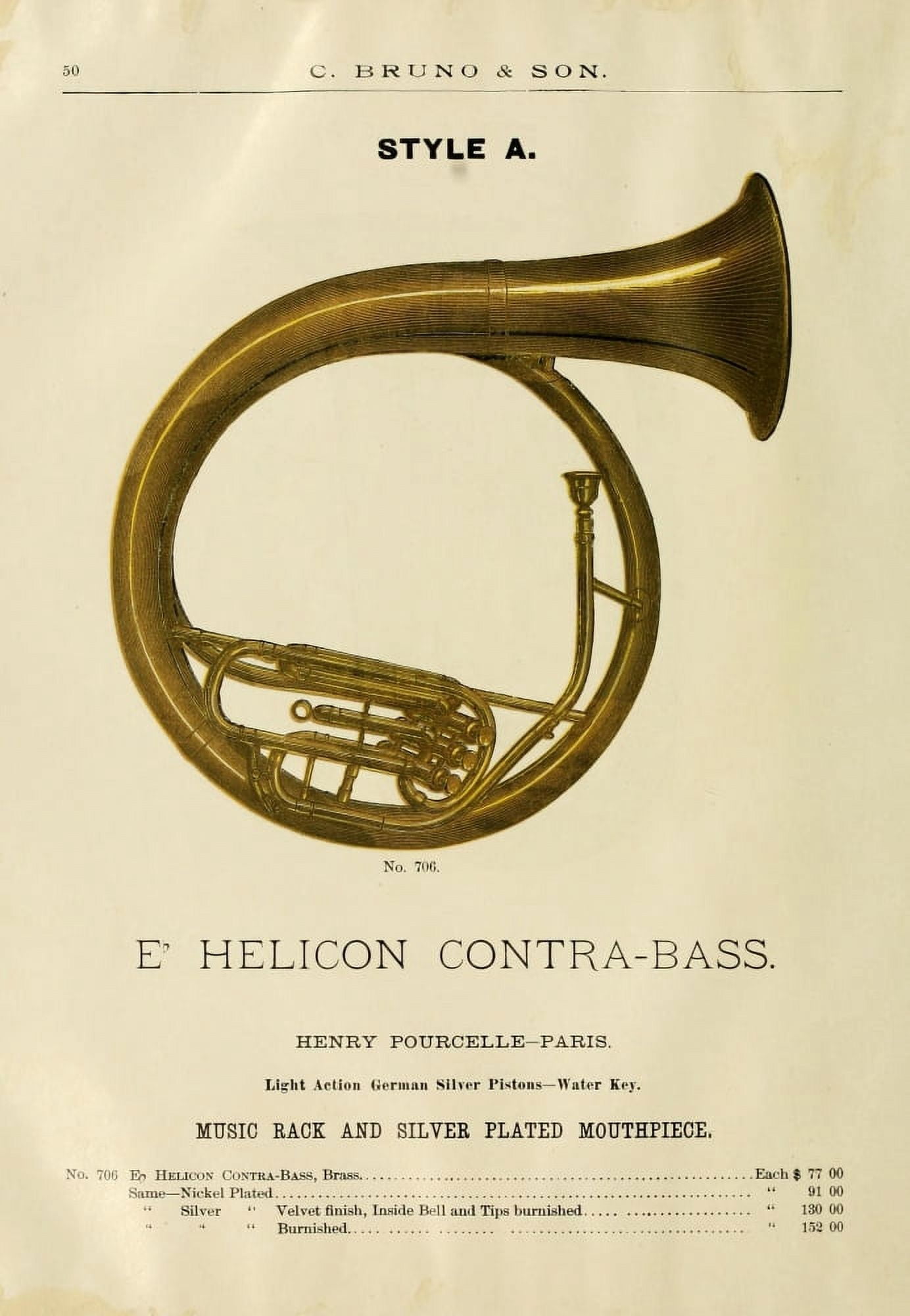 Catalogue C Bruno & Son c1890 E-flat Helicon Contra-bass 2 Canvas Art - Unknown (18 x 24)