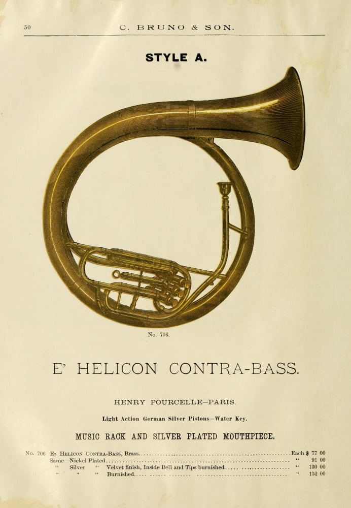 Catalogue C Bruno & Son c1890 E-flat Helicon Contra-bass 2 Canvas Art - Unknown (24 x 36)