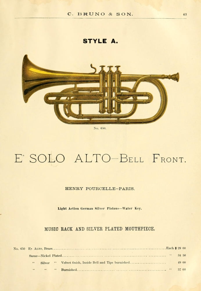 Catalogue C Bruno & Son c1890 E-flat Solo Alto Canvas Art - Unknown (18 x 24)