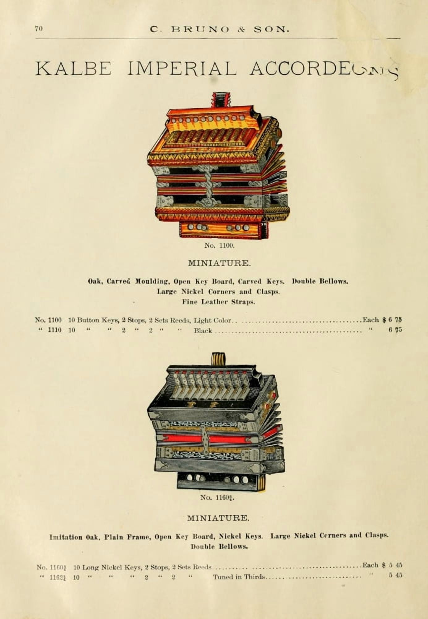 Catalogue C Bruno & Son c1890 Kalbe Imperial accordians 1 Canvas Art - Unknown (18 x 24)