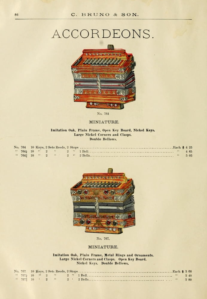 Catalogue C Bruno & Son c1890 Kalbe Imperial accordians 11 Canvas Art - Unknown (18 x 24)