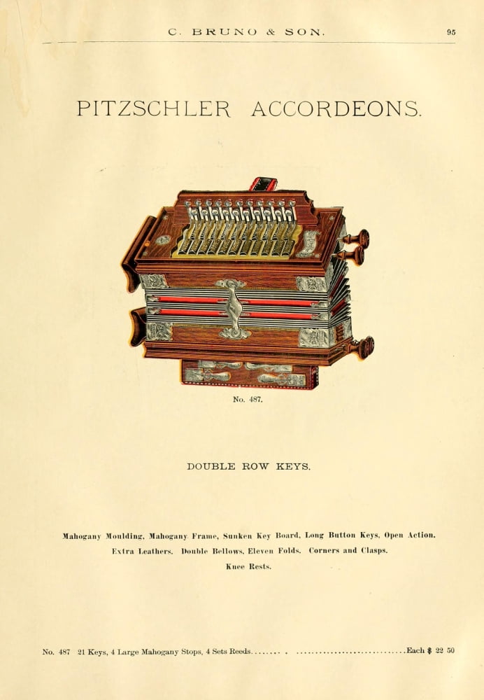 Catalogue C Bruno & Son c1890 Kalbe Imperial accordians 14 Canvas Art - Unknown (24 x 36)