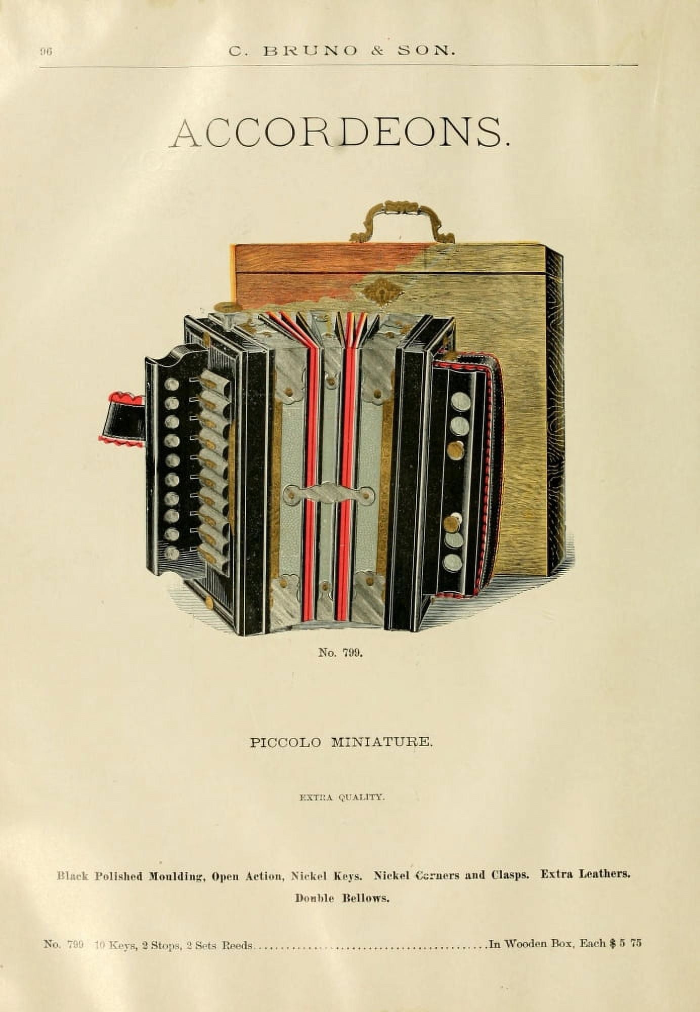 Catalogue C Bruno & Son c1890 Kalbe Imperial accordians 15 Canvas Art - Unknown (24 x 36)