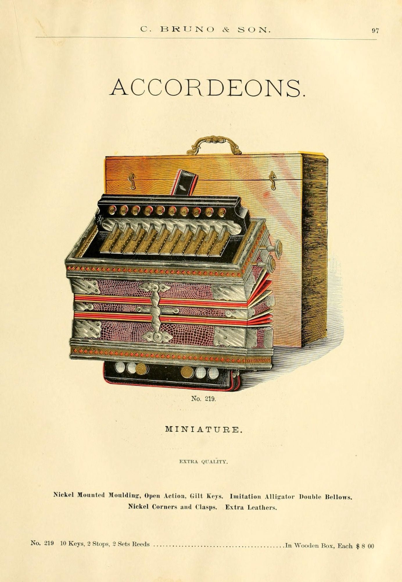 Catalogue C Bruno & Son c1890 Kalbe Imperial accordians 16 Canvas Art - Unknown (18 x 24)