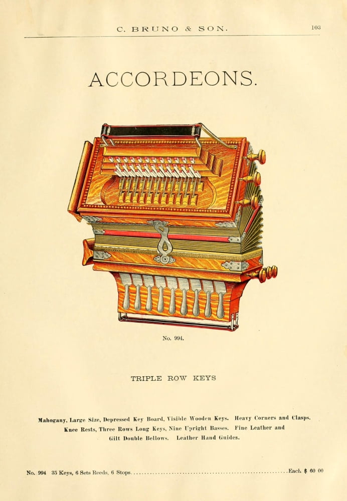 Catalogue C Bruno & Son c1890 Kalbe Imperial accordians 17 Canvas Art - Unknown (18 x 24)