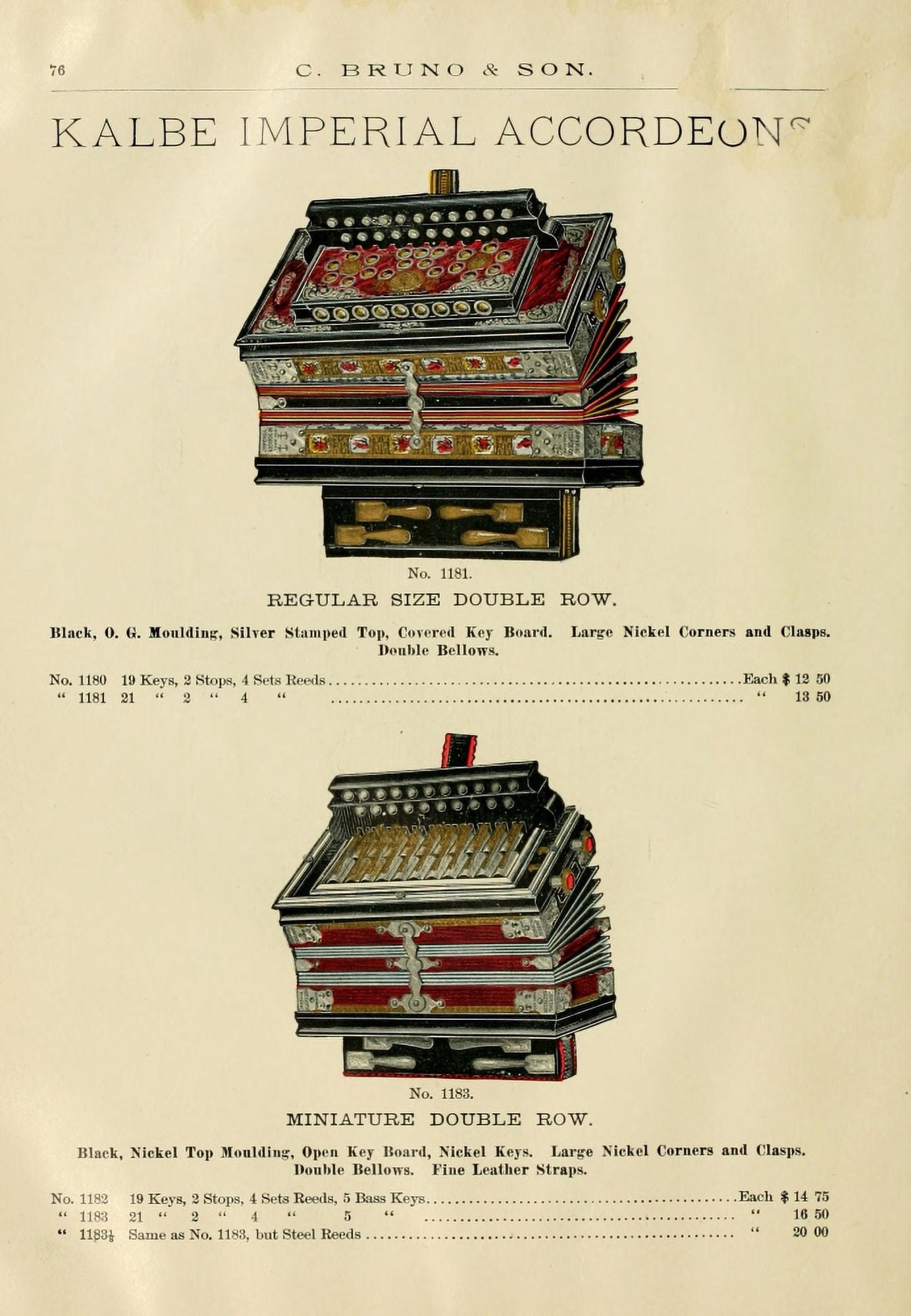 Catalogue C Bruno & Son c1890 Kalbe Imperial accordians 7 Canvas Art - Unknown (18 x 24)