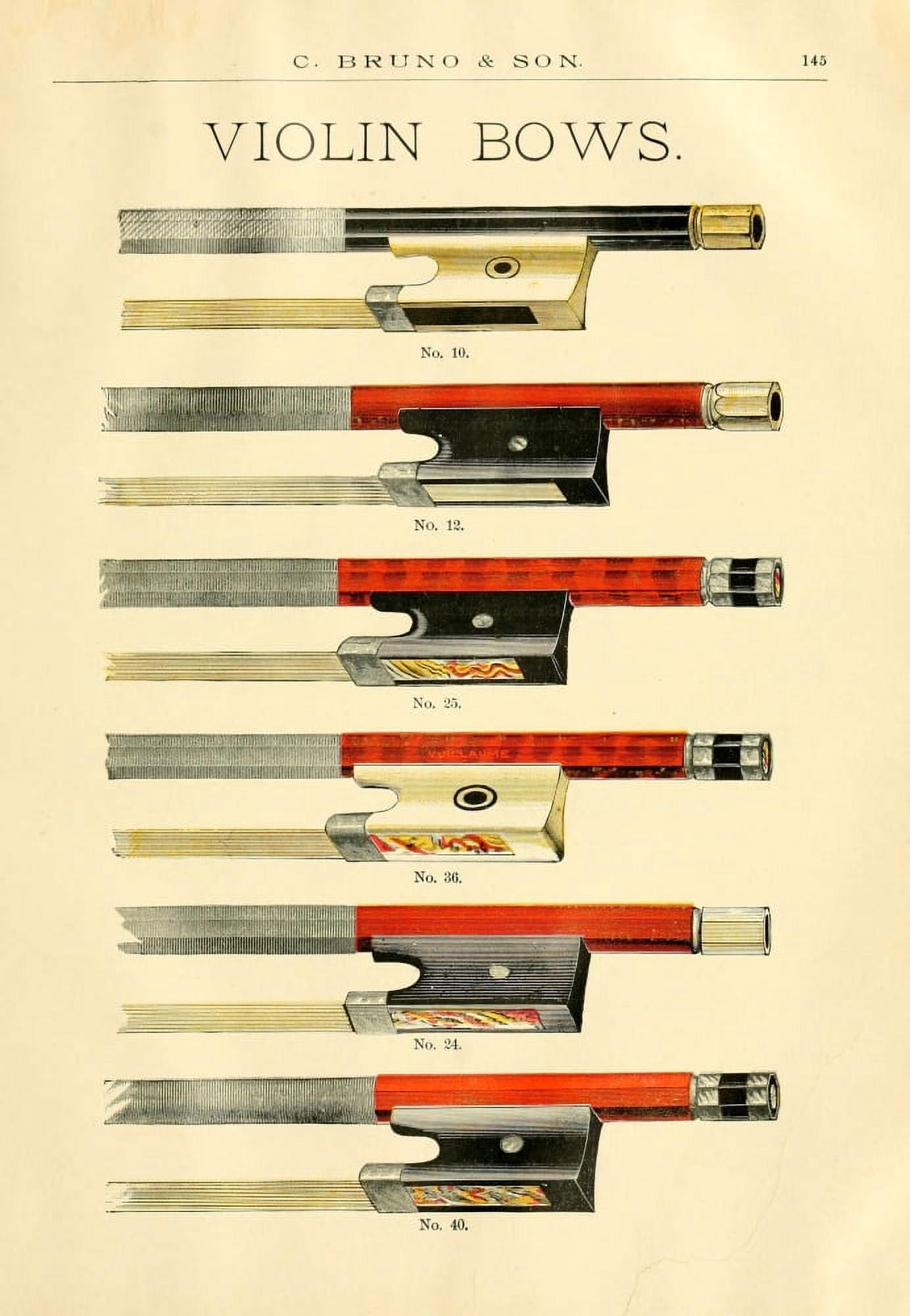 Catalogue C Bruno & Son c1890 Violin bows 1 Canvas Art - Unknown (18 x 24)