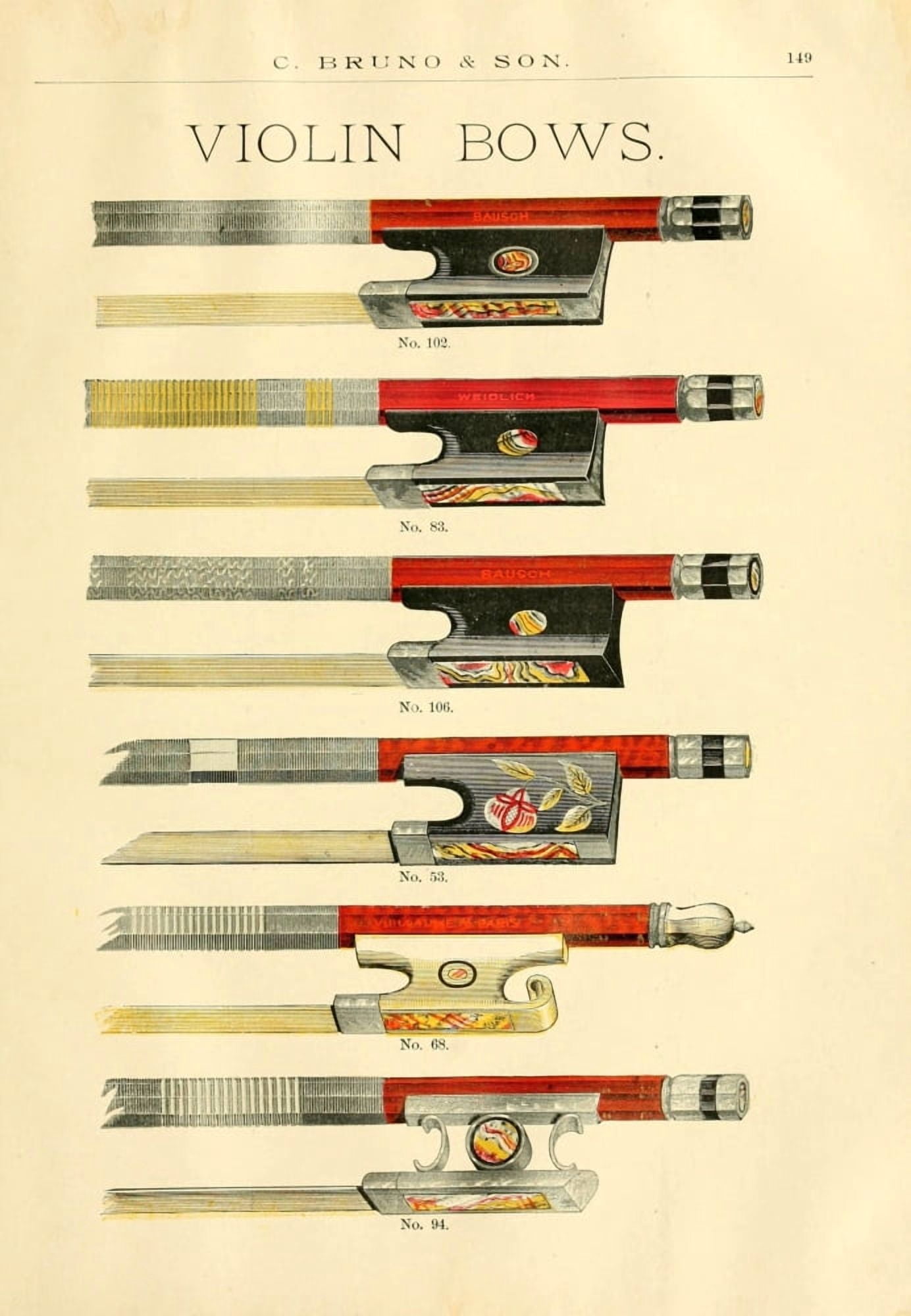 Catalogue C Bruno & Son c1890 Violin bows 3 Canvas Art - Unknown (18 x 24)