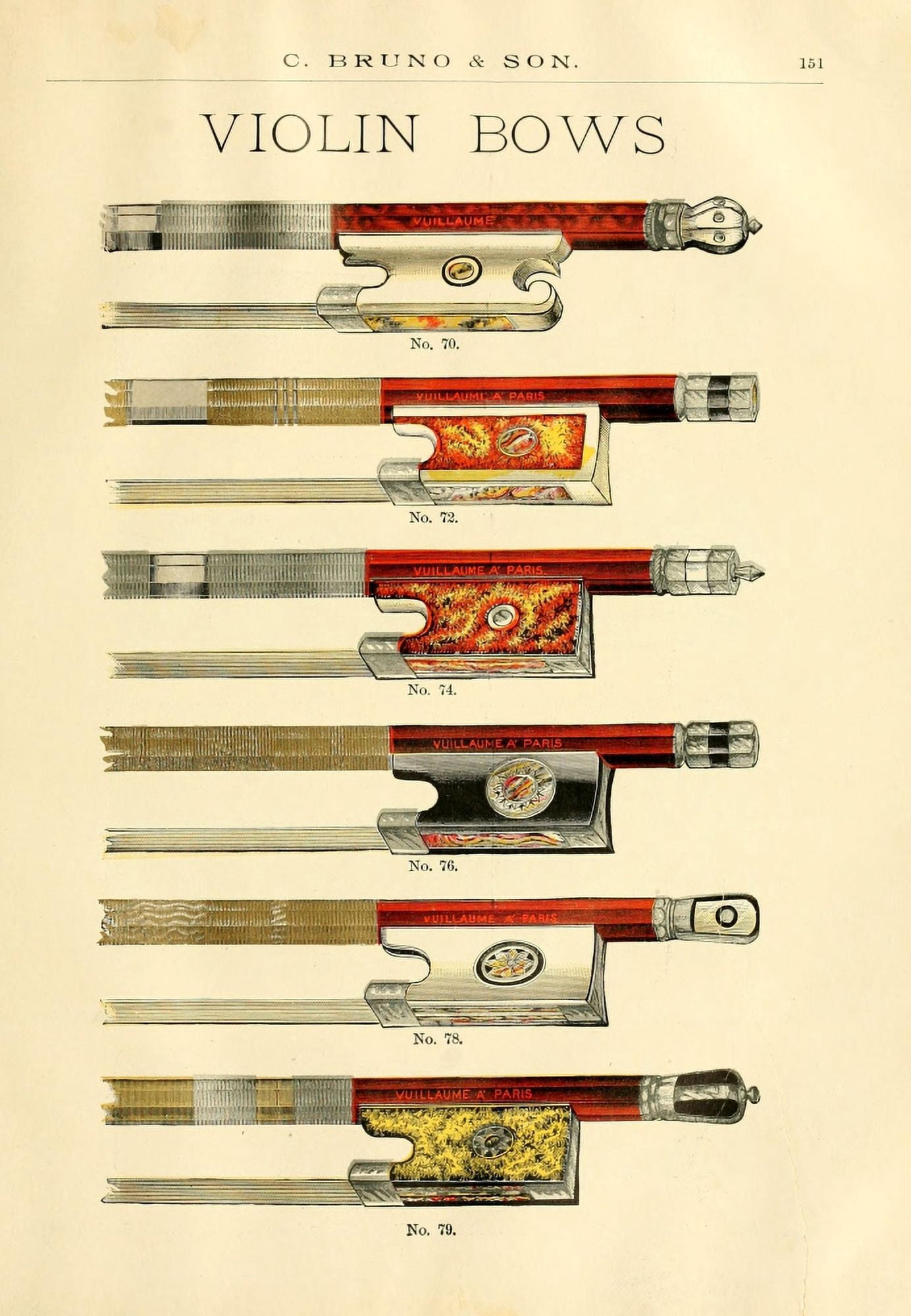 Catalogue C Bruno & Son c1890 Violin bows 4 Canvas Art - Unknown (24 x 36)