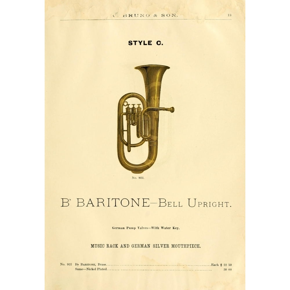 Catalogue C. Bruno and Son c.1890 Bflat Baritone Poster Print