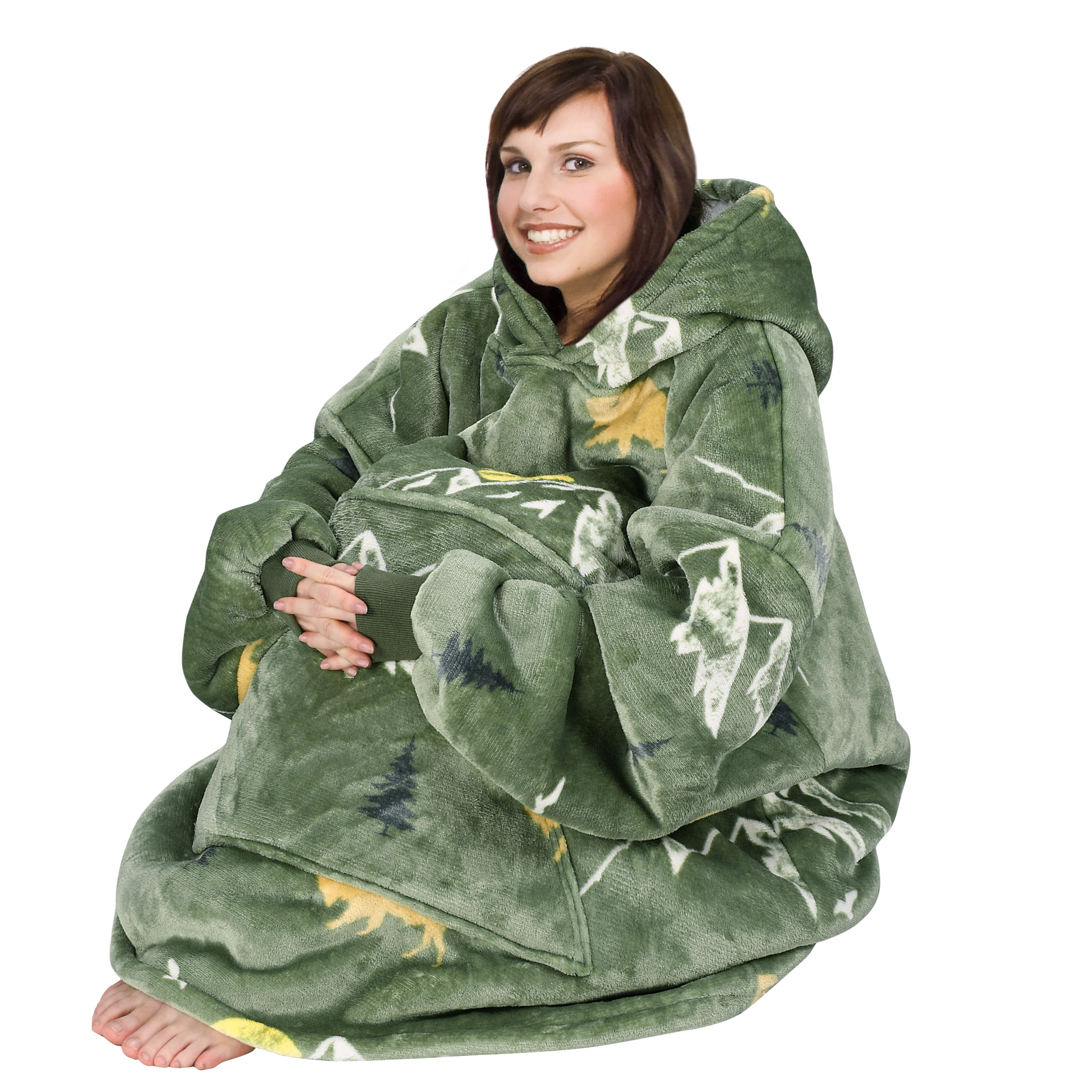 Catalonia Oversized Wearable Blanket Hoodie Sweatshirt, Comfortable Sherpa Lounging Pullover for Adults Men Women Teenagers Wife Girlfriend Gift