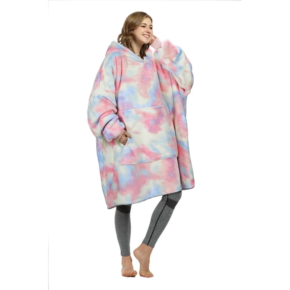 Catalonia Oversized Wearable Blanket Hoodie Sweatshirt, Comfortable Sherpa Lounging Pullover for Adults Men Women Teenagers Wife Girlfriend Gift