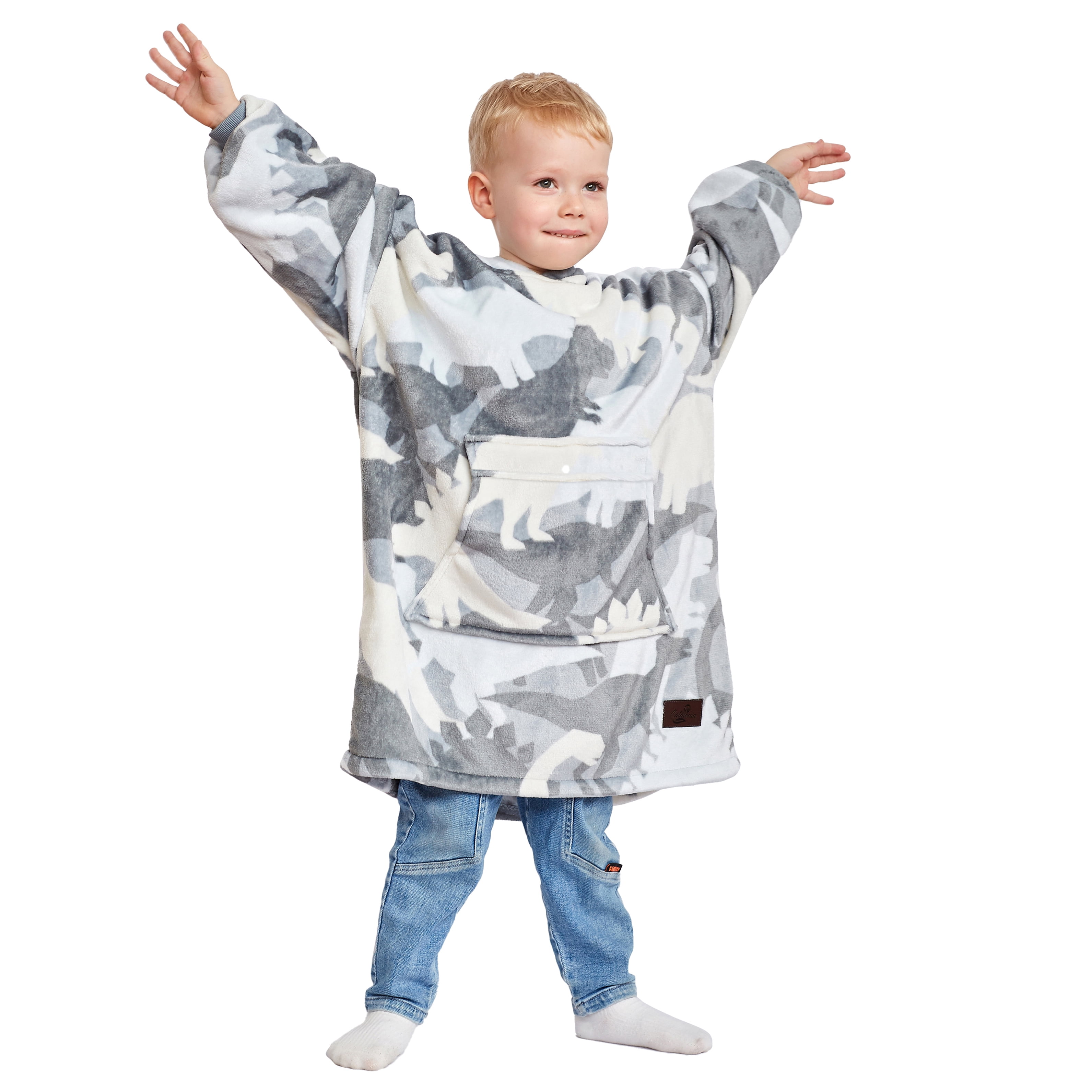 Catalonia Wearable Blanket Hoodie for Kids Oversized Sweatshirt Blanket With Pocket 6-10 Year Old Girl & Boy Cute Hoodies Gift, 28 × 25 inches