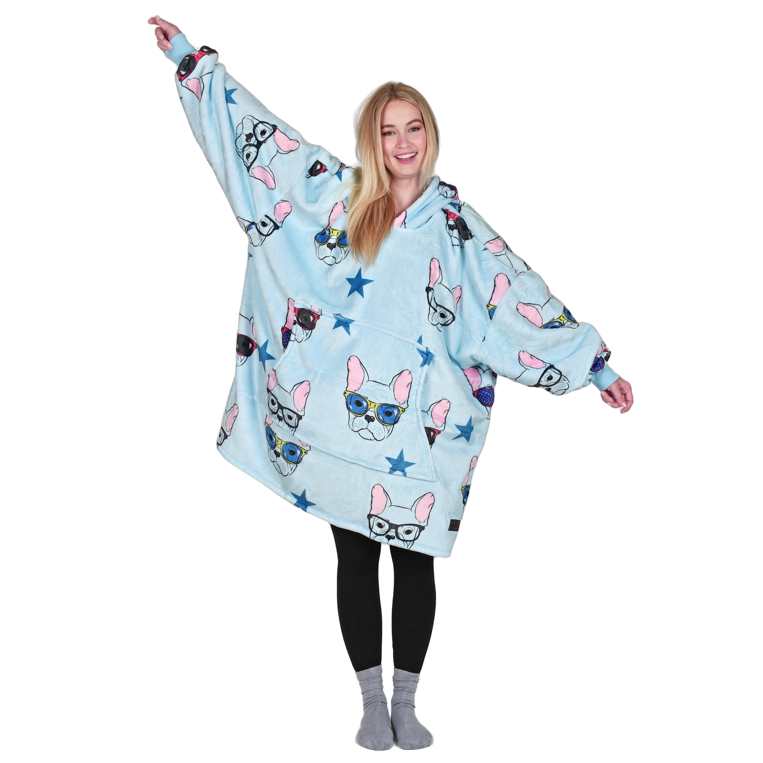 Catalonia Oversized Wearable Blanket Hoodie Sweatshirt, Comfortable Sherpa Lounging Pullover for Adults Men Women Teenagers Wife Girlfriend Gift