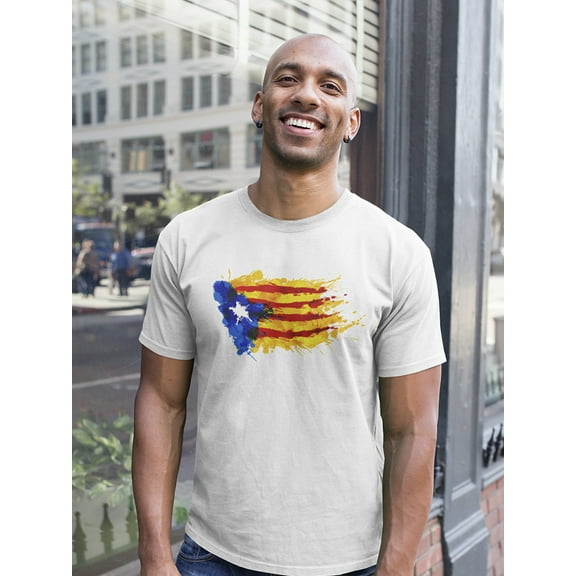 Catalonia Flag Colorful Splashes T-Shirt Men -Image by Shutterstock, Male Medium