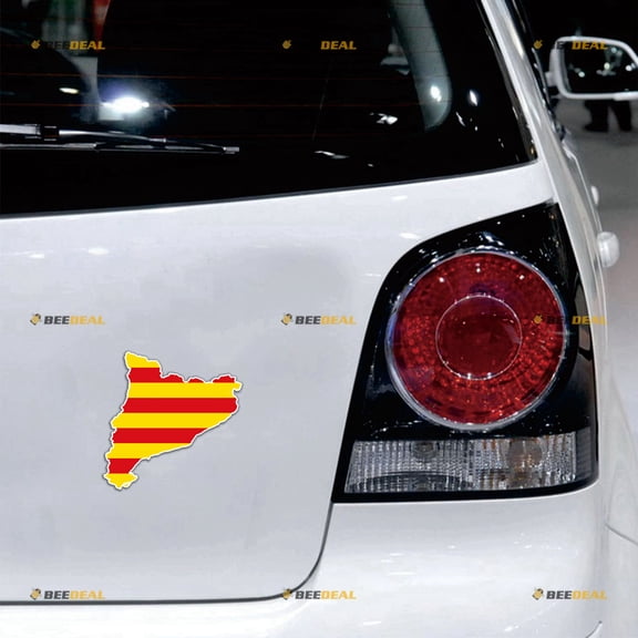 Catalonia Flag Map Catalonian Catalan Car Magnet Magnetic Sticker Decal - 2 Pack Reflective 4" - for Truck Door Fridge Reusable Waterproof