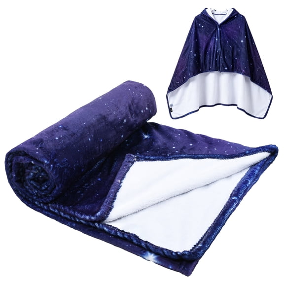 Catalonia Flannel Hooded Wearable Blanket Poncho with Pockets for Adults