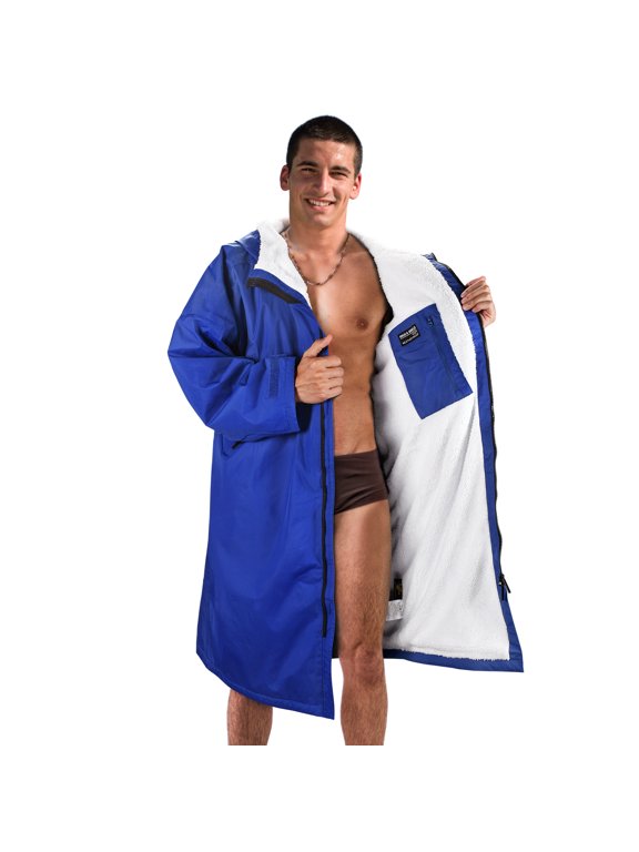 Fleece Lining Swim Parka for Men, Women, Kids, Waterproof Versatile Swim Jacket Coat,Swim Changing Poncho Robes for Adult,Kids and Youth for Swimming, Surfing