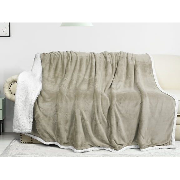 Catalonia Fleece Sherpa Throw Blanket 50" x 60" Reversible Fuzzy Micro Plush All Season TV Blanket for Bed or Couch