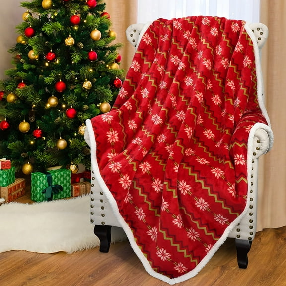 Catalonia Fleece Sherpa Throw Blanket 50" x 60" Reversible Micro Plush All Season TV Blanket for Bed or Couch